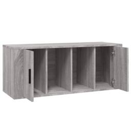 Berkfield Home TV Cabinet Grey Sonoma 100x35x40 cm Engineered Wood - Size: 100 x 35 x 40 cm - thumbnail 5