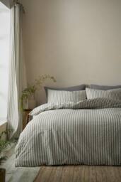Pineapple Elephant 'Cotton Rich Woven Stripe' Duvet Cover Set in Grey - Size: Single