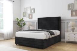 "Sloomy Ashford Naples Divan Set 2 Drawers-26"" Headboard-Footboard in Black - Size: Small Double" - thumbnail 3