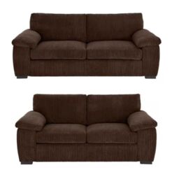 SquareBoxx Capri Jumbo Cord Sofa, 3+2 in Chocolate - thumbnail 2