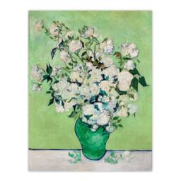 Artery8 Vincent van Gogh Framed Wall Art Print White Roses In Green Vase - Size: A4 - thumbnail 3