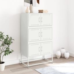 Berkfield Home Sideboard White 68.5x38.5x123.5 cm Steel - thumbnail 3