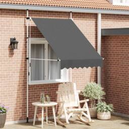 Berkfield Home Manual Retractable Awning 150 cm Anthracite in Dark Grey - thumbnail 2