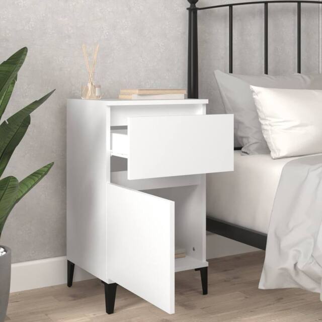 Berkfield Home Elegant Bedside Cabinet White 40x35x70 cm - Size: 40 x 35 x 70 cm - image 1