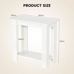 Costway 2-Tier End Table Sofa Bedside Table Nightstand Side Table with Storage Shelf in Off-White - thumbnail 2