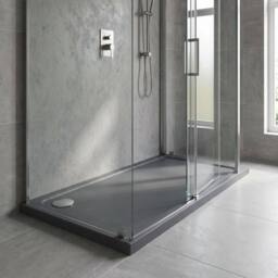 Balterley Contemporary Rectangular Shower Tray, 1400x800mm in Grey - thumbnail 4