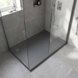Balterley Contemporary Rectangular Shower Tray, 1400x800mm in Grey - thumbnail 3