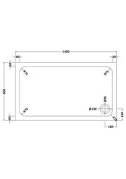 Balterley Contemporary Rectangular Shower Tray, 1400x800mm in Grey - thumbnail 2
