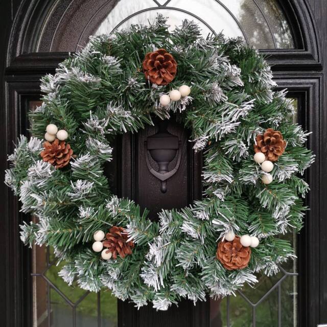 Samuel Alexander 40cm Snow Tips Christmas Door Wreath for Indoor / Outdoor in Green - image 1