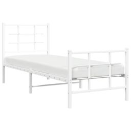 Berkfield Home Metal Bed Frame without Mattress with Footboard White 75x190cm - Size: 75x190 cm - thumbnail 4