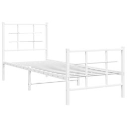 Berkfield Home Metal Bed Frame without Mattress with Footboard White 75x190cm - Size: 75x190 cm - thumbnail 3