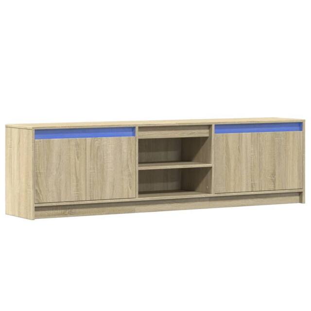 Berkfield Home TV Cabinet with LED Sonoma Oak 180x34x50 cm Engineered Wood in Light Tan - Size: 180 x 34 x 50 cm - image 1