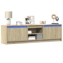 Berkfield Home TV Cabinet with LED Sonoma Oak 180x34x50 cm Engineered Wood in Light Tan - Size: 180 x 34 x 50 cm - thumbnail 2