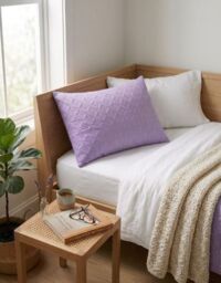 Homescapes Ultrasonic Quilted Embossed Cushion Cover in Mauve - Size: 50 cm x 75 cm - thumbnail 2