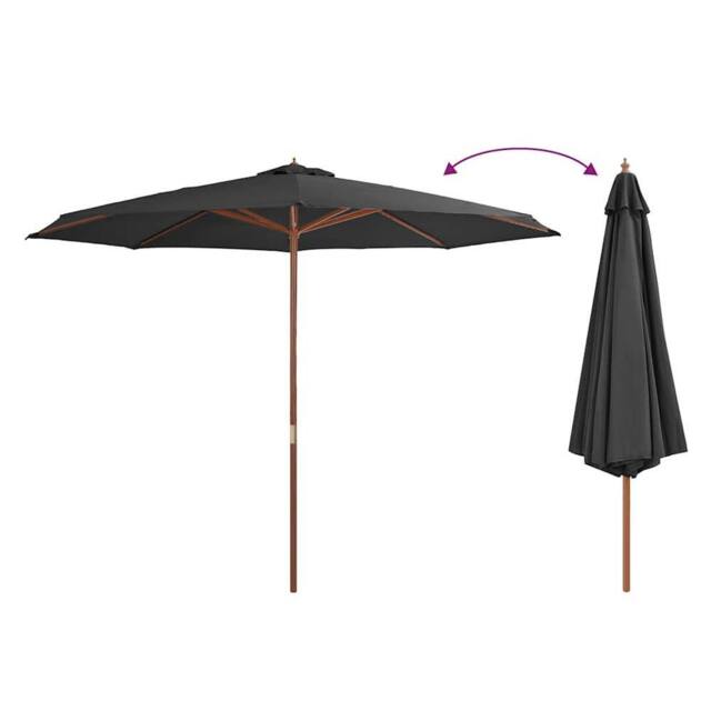 Berkfield Home Outdoor Parasol with Wooden Pole 350 cm Anthracite in Black - image 1