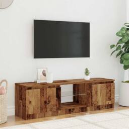 Berkfield Home TV Cabinet with LED Lights Old Wood 120x30x36 cm Engineered Wood in Brown - Size: 120 x 30 x 36 cm - thumbnail 3