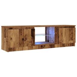 Berkfield Home TV Cabinet with LED Lights Old Wood 120x30x36 cm Engineered Wood in Brown - Size: 120 x 30 x 36 cm - thumbnail 5