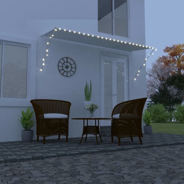Berkfield Home Retractable Awning with LED 350x150 cm Cream in Beige - image 1