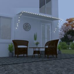 Berkfield Home Retractable Awning with LED 350x150 cm Cream in Beige