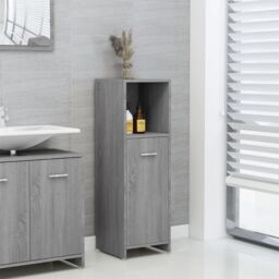 Berkfield Home Bathroom Cabinet Grey Sonoma 30x30x95 cm Engineered Wood - Size: 30 x 30 x 95 cm - thumbnail 4
