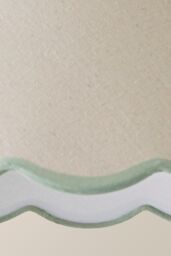 ValueLights Florie Natural Linen Large Taper Scallop Pastel Trim Lamp Shade & Bulb in Green - thumbnail 5