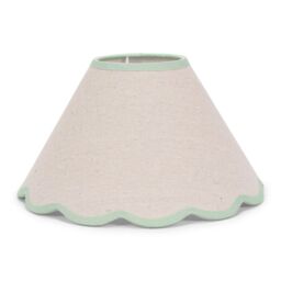 ValueLights Florie Natural Linen Large Taper Scallop Pastel Trim Lamp Shade & Bulb in Green - thumbnail 2