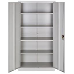 tectake Filing Cabinet Set - 5 height-adjustable shelves, lockable doors in Grey - Size: 2 Pack - thumbnail 5