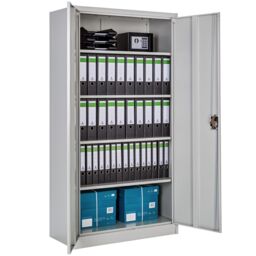 tectake Filing Cabinet Set - 5 height-adjustable shelves, lockable doors in Grey - Size: 2 Pack - thumbnail 2