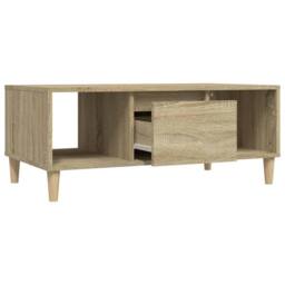 Berkfield Home Coffee Table Sonoma Oak 90x50x36, 5 cm Engineered Wood in Brown - thumbnail 6