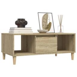 Berkfield Home Coffee Table Sonoma Oak 90x50x36, 5 cm Engineered Wood in Brown - thumbnail 4