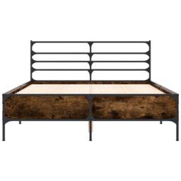 Berkfield Home Bed Frame without Mattress Smoked Oak 140x190 cm in Brown - thumbnail 4