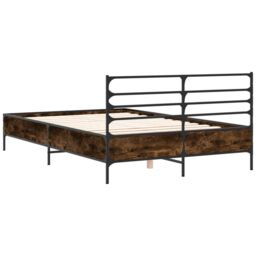 Berkfield Home Bed Frame without Mattress Smoked Oak 140x190 cm in Brown - thumbnail 6