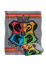 Harry Potter Blanket, 152x127 cm Hogwarts Neon Pinstripe Logo Silky Touch Super Soft Throw Blanket in White - thumbnail 2