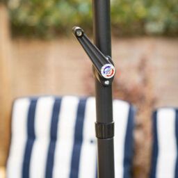 Hectare 6 Seater Dining Set with Reversible Cushions & Crank Parasol in Navy in Black - thumbnail 4