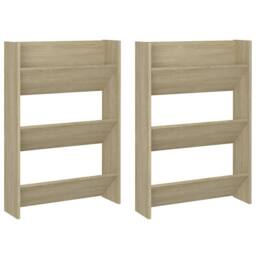 Berkfield Home Wall Shoe Cabinets 2 pcs Sonoma Oak 60x18x90 cm Engineered Wood in Tan - Size: 60 x 18 x 90 cm - thumbnail 1