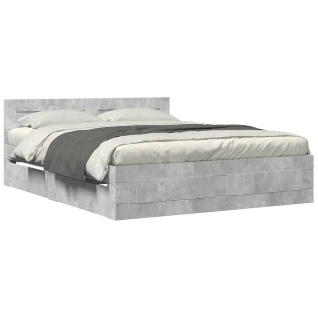 Berkfield Home Bed Frame with Headboard without Mattress Concrete Grey 160x200 cm - image 1