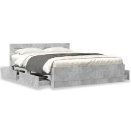 Berkfield Home Bed Frame with Headboard without Mattress Concrete Grey 160x200 cm - thumbnail 4