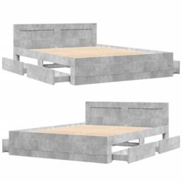 Berkfield Home Bed Frame with Headboard without Mattress Concrete Grey 160x200 cm - thumbnail 8