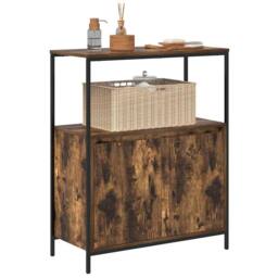 Berkfield Home Durable Bathroom Cabinet with Shelves Smoked Oak 76.5x35x95 cm in Brown - thumbnail 4