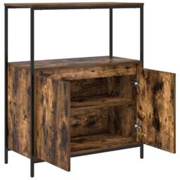 Berkfield Home Durable Bathroom Cabinet with Shelves Smoked Oak 76.5x35x95 cm in Brown - thumbnail 5