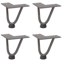 Berkfield Home Hairpin Table Legs 4 pcs Natural Steel 10 cm Solid Steel in Grey - thumbnail 3
