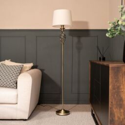 ValueLights Memphis Antique Brass Traditional Floor Lamp in Brown - thumbnail 3