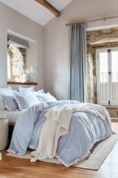 CHRISTY Seersucker Cotton Stripe Relaxed Duvet Cover Sets in Blue - Size: Super King - thumbnail 1