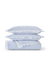 CHRISTY Seersucker Cotton Stripe Relaxed Duvet Cover Sets in Blue - Size: Super King - thumbnail 2