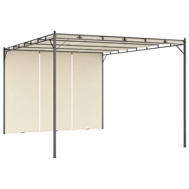 Berkfield Home Garden Gazebo with Side Curtain 4x3x2.25 m Cream in Beige - image 1