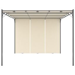 Berkfield Home Garden Gazebo with Side Curtain 4x3x2.25 m Cream in Beige - thumbnail 2