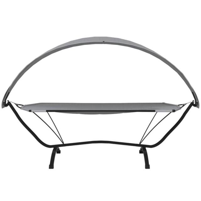 Berkfield Home Outdoor Lounge Bed with Canopy Grey Steel & Oxford Fabric - image 1