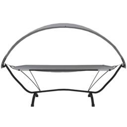 Berkfield Home Outdoor Lounge Bed with Canopy Grey Steel & Oxford Fabric - thumbnail 1