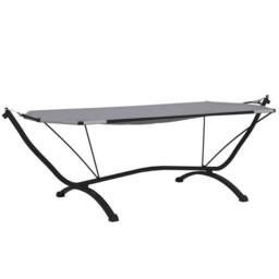 Berkfield Home Outdoor Lounge Bed with Canopy Grey Steel & Oxford Fabric - thumbnail 5