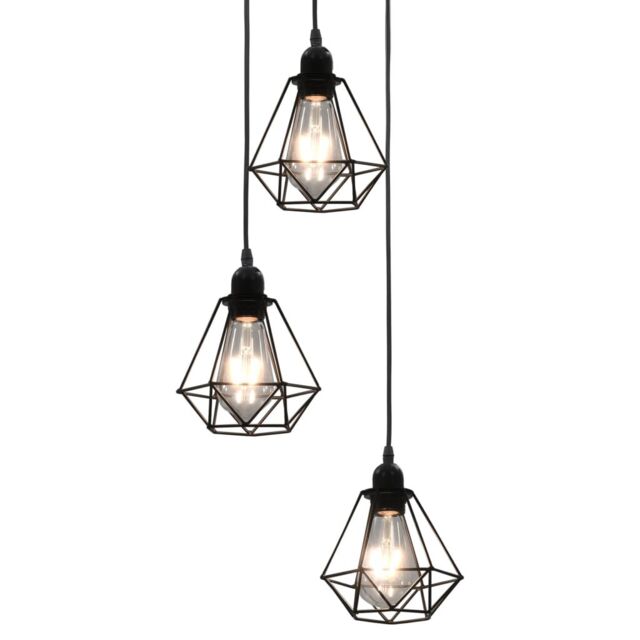 Berkfield Home Ceiling Lamp with Diamond Design Black 3 x E27 Bulbs - image 1